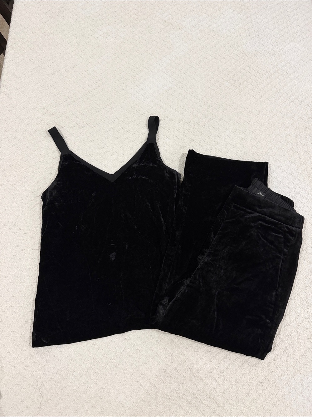 J. Crew Black Velvet Camisole Top and matching bottom